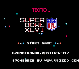 Tecmo Super Bowl 2K12 (drummer's end of 2012 roster)